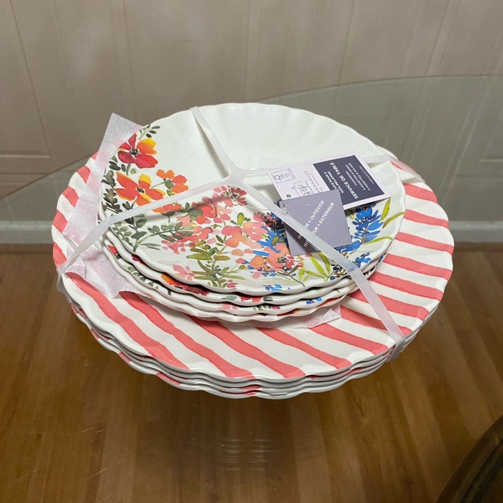 RACHEL ASHWELL THE FARMHOUSE Melamine Wild Flowers Dinner/Salad Plate (SET OF 8)